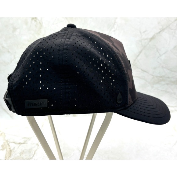 Melin Odysea Stacked Hydro Classic Performance Snapback Hat Cap Black Camo Sz Sm - Picture 3 of 16